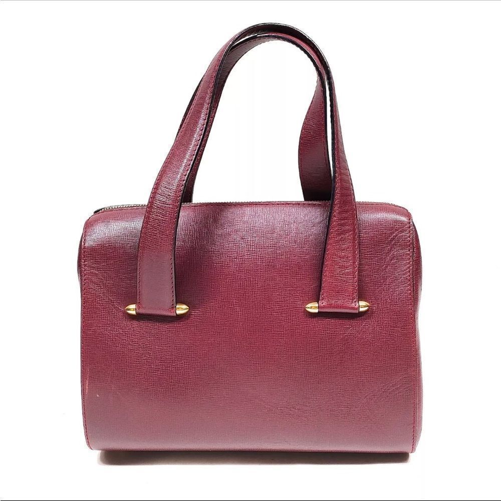 Vtg Cartier Burgundy Leather Top Handle Small Must Line Duffel Bag Doctor Speedy